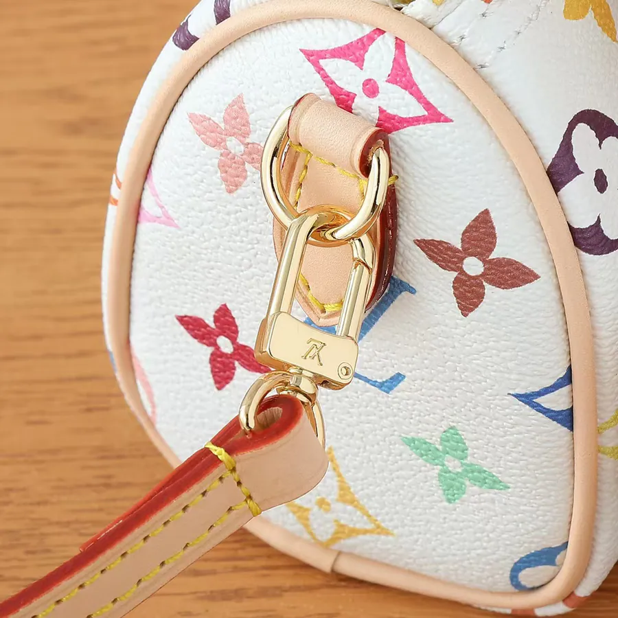 New Nano Speedy Handbag Monogram Canvas, White & Black (Tri Color Takashi Murakami)
