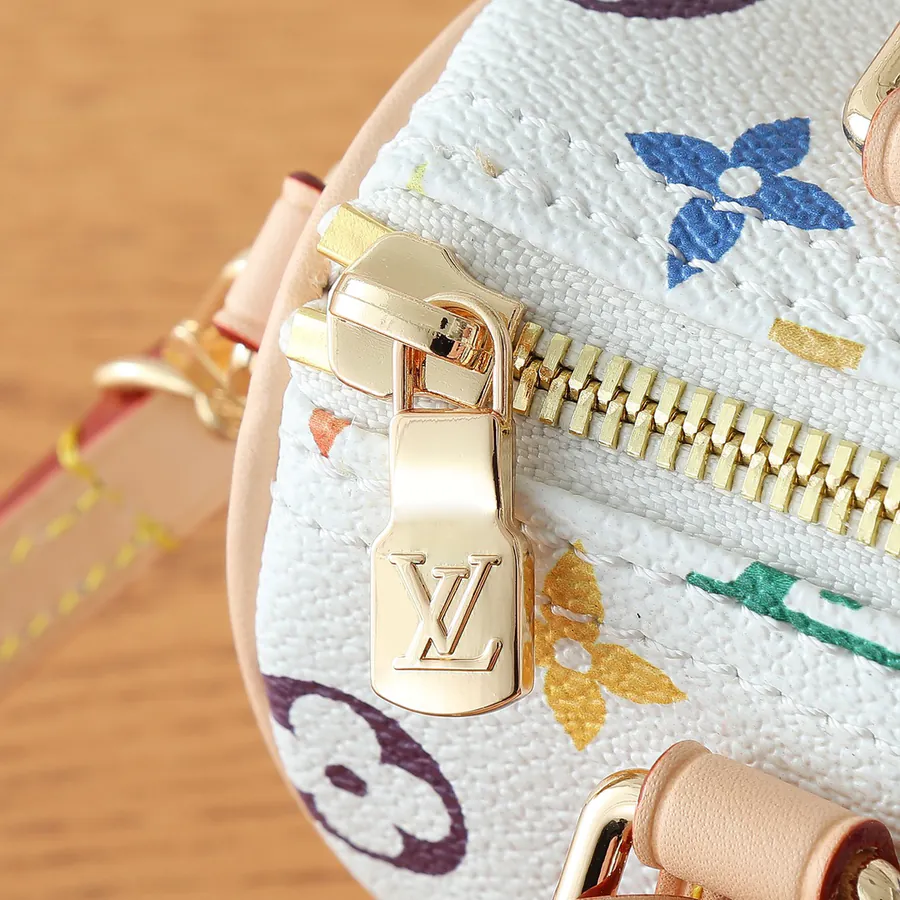 New Nano Speedy Handbag Monogram Canvas, White & Black (Tri Color Takashi Murakami)