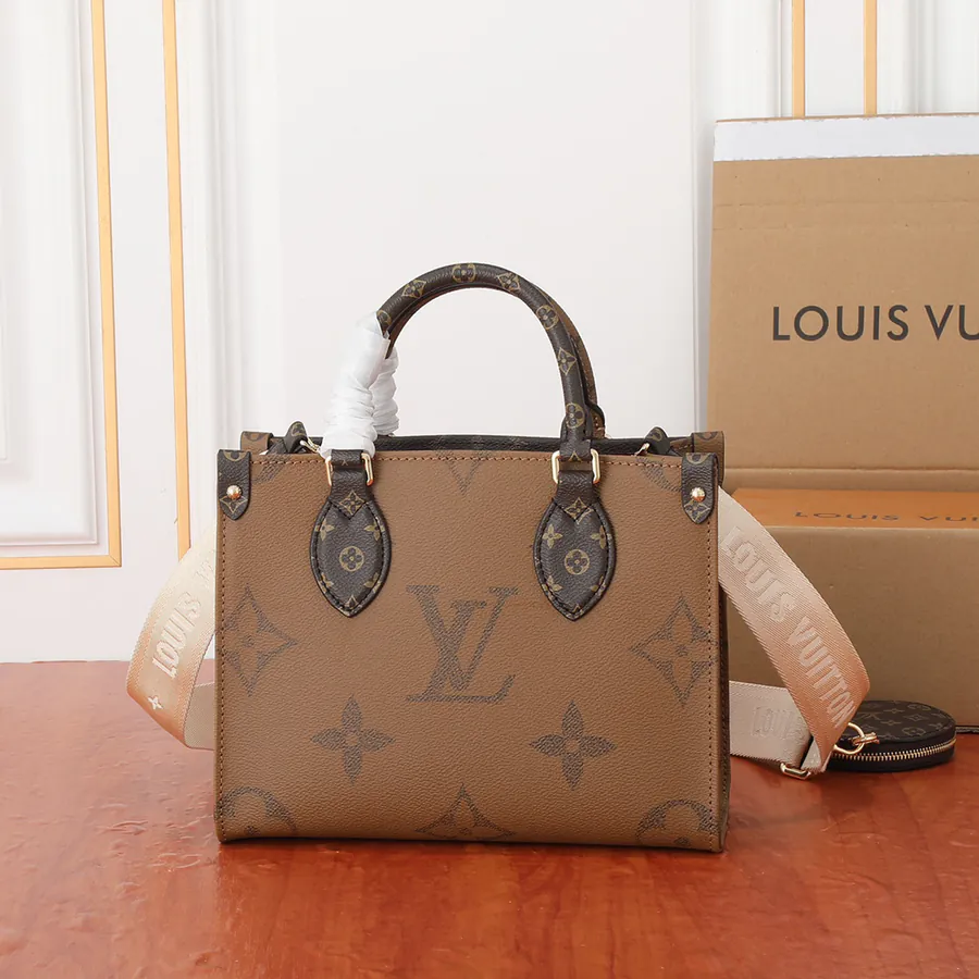OnTheGo Mini Tote with Monogram and Monogram Reverse Canvas