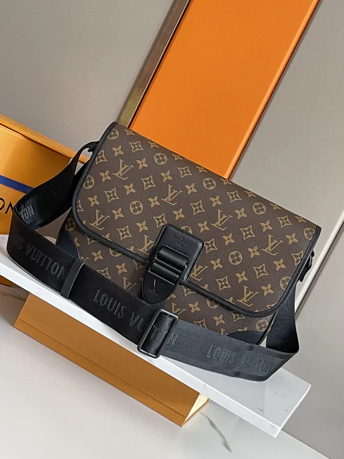 Archy Medium Briefcase with Monogram Macassar Canvas and Leather Trim