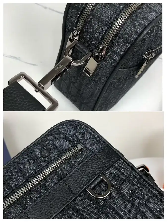 Holdmark Safari Messenger Bag Black Grained Calfskin