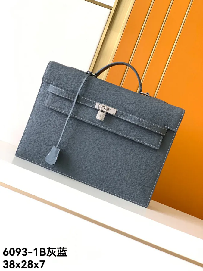 New Business Briefcase 6093 1B, Grained Calfskin, Professional Style