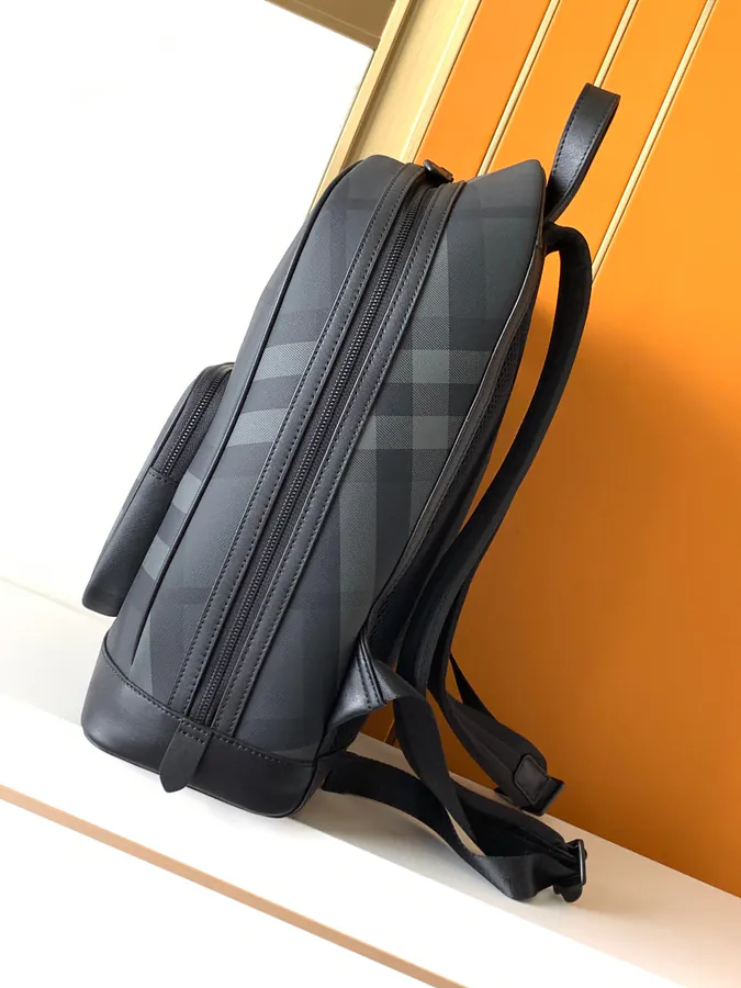 BURBERR Double Shoulder Bag Premium Grained Calfskin & New Check Material