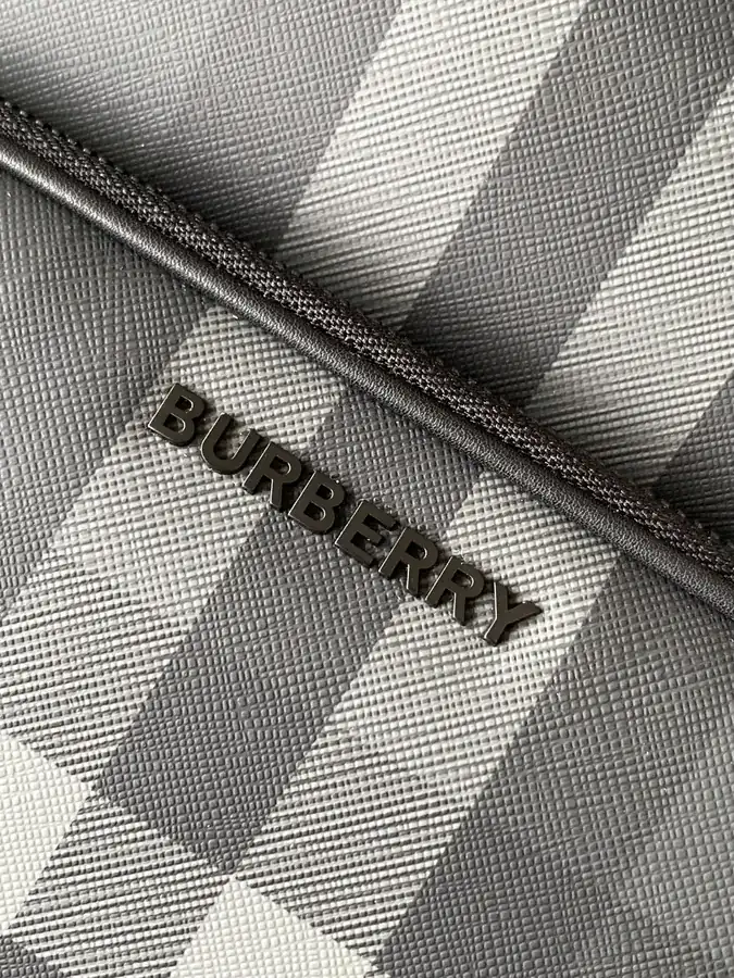BURBERR Double Shoulder Bag Premium Grained Calfskin & New Check Material