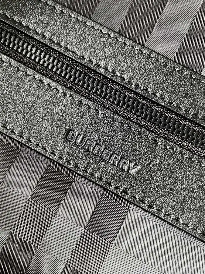 BURBERR Double Shoulder Bag Premium Grained Calfskin & New Check Material
