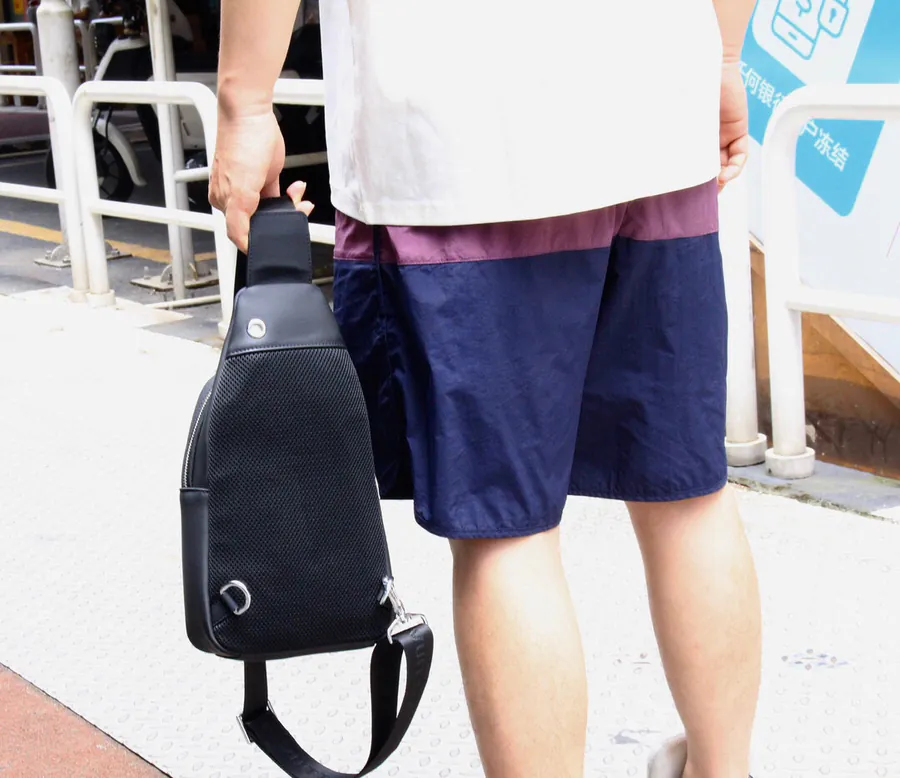 V Vintage Chest Bag with Grained Calfskin