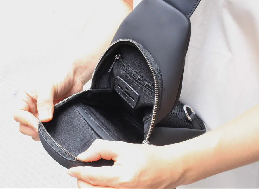 V Vintage Chest Bag with Grained Calfskin