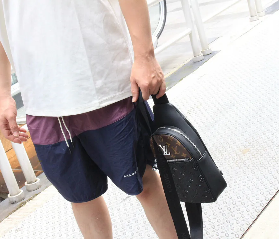 V Vintage Chest Bag with Grained Calfskin