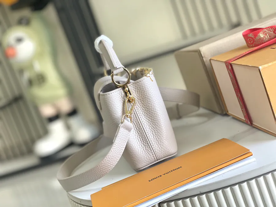 CapucinesBB Handbag Mini, Grained Calfskin, Gold Clasp