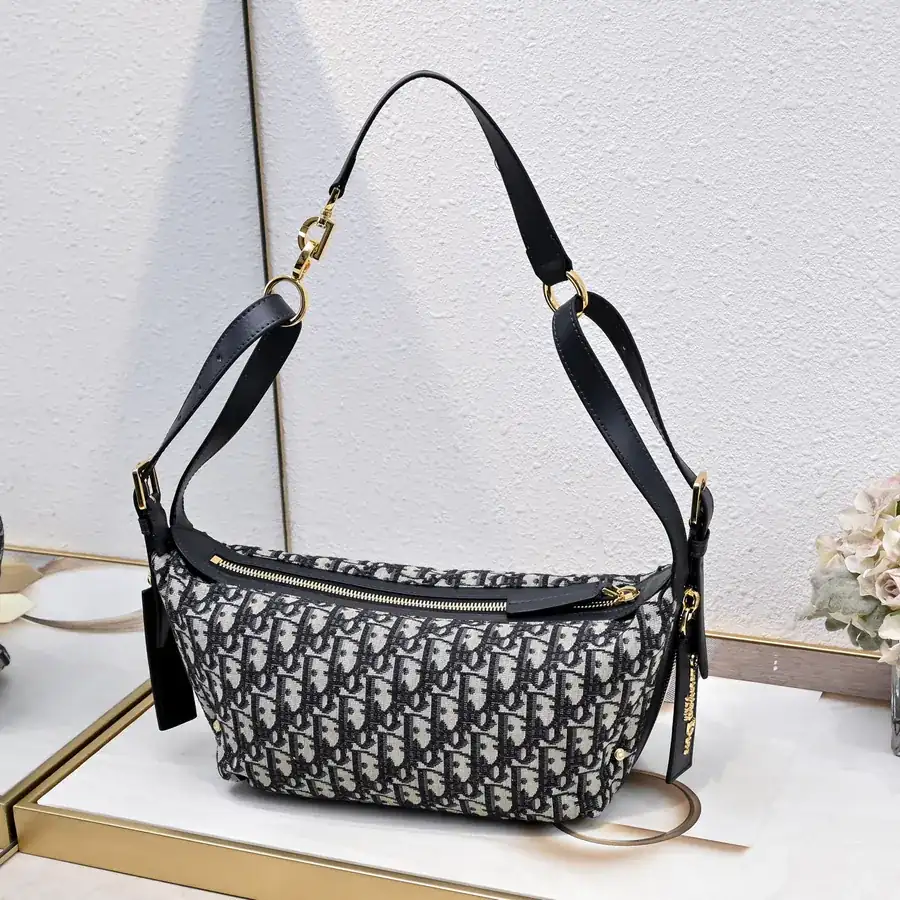 D Journey Handbag with Blue Oblique Print Small Size