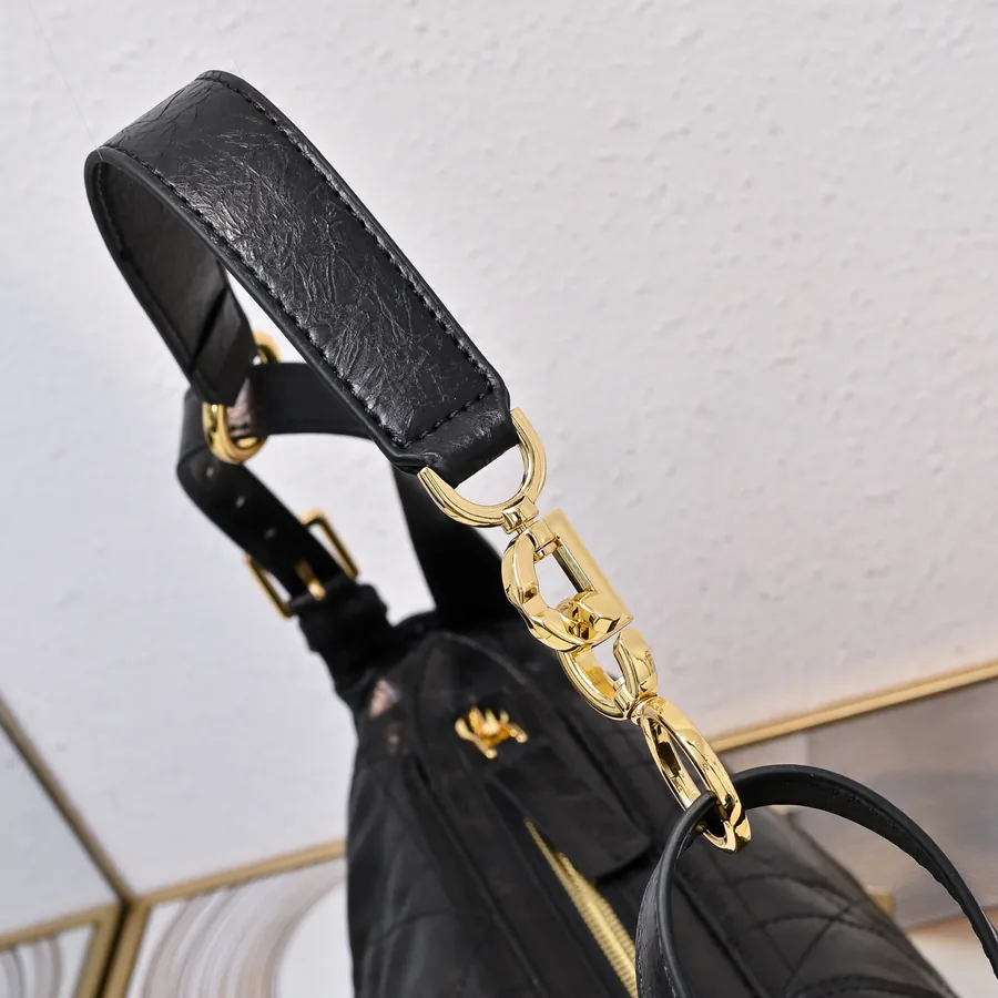 D Journey Bucket Bag Large, Black Calfskin, Cistian Paris Logo