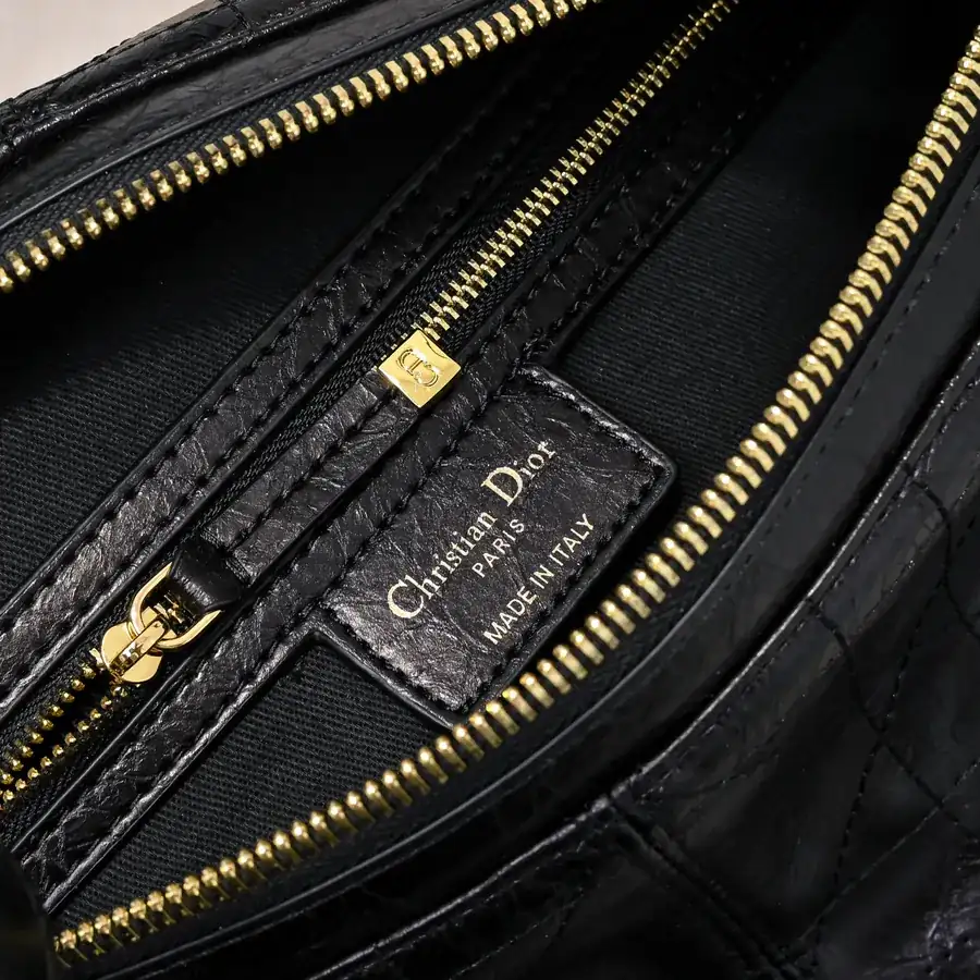 D Journey Bucket Bag Large, Black Calfskin, Cistian Paris Logo