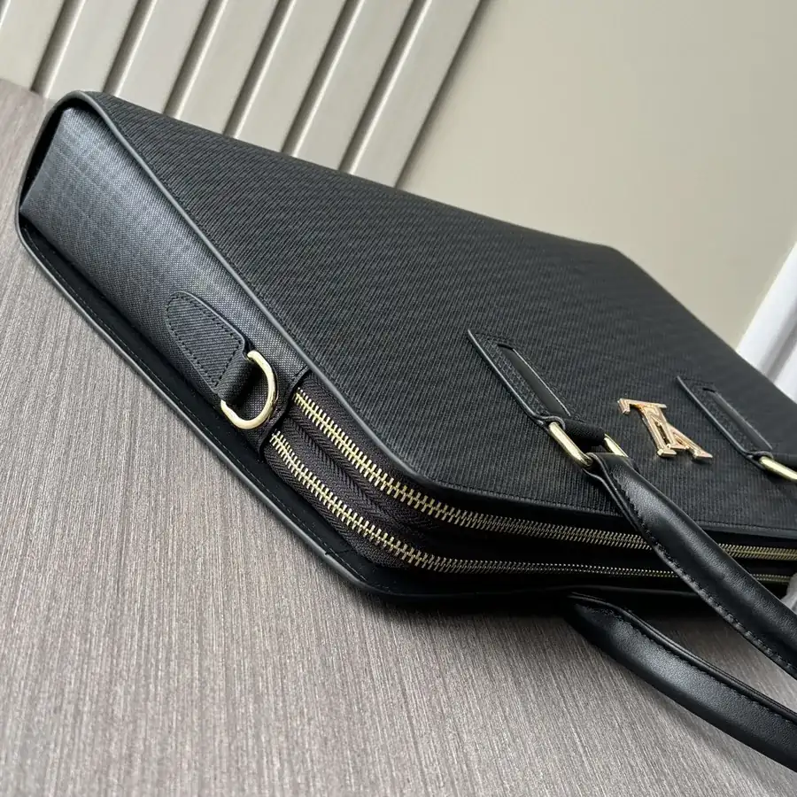 LV Double Zip Briefcase Premium Leather, Black, 2813 1