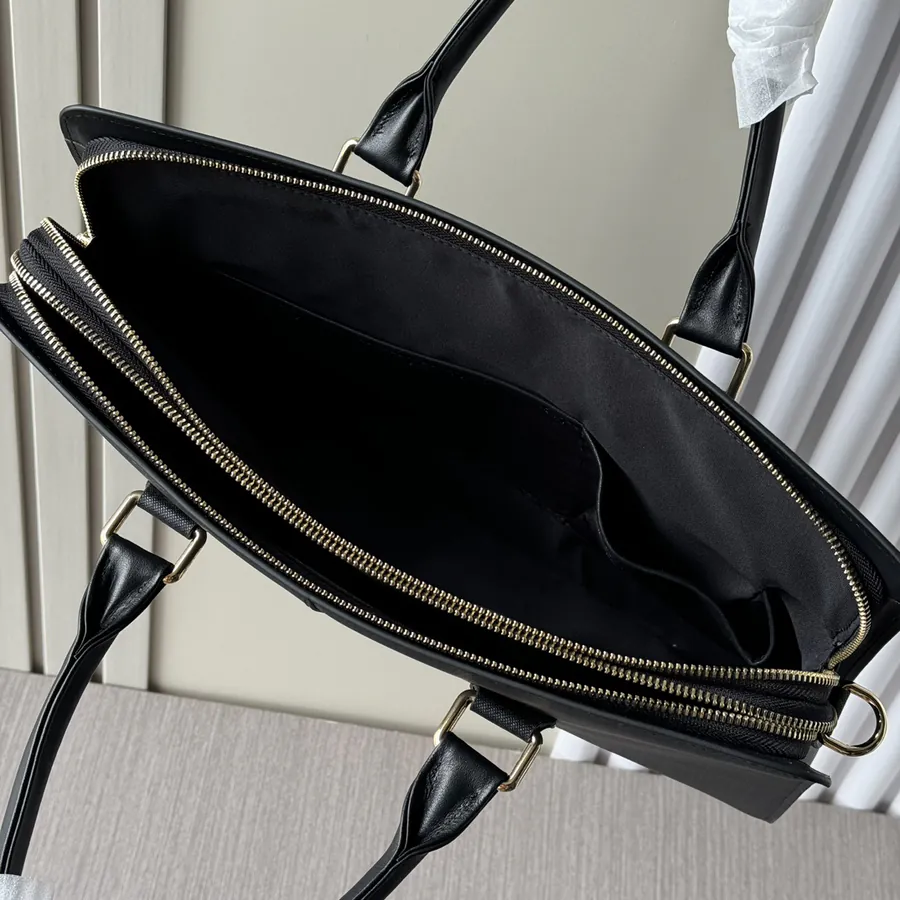 LV Double Zip Briefcase Premium Leather, Black, 2813 1