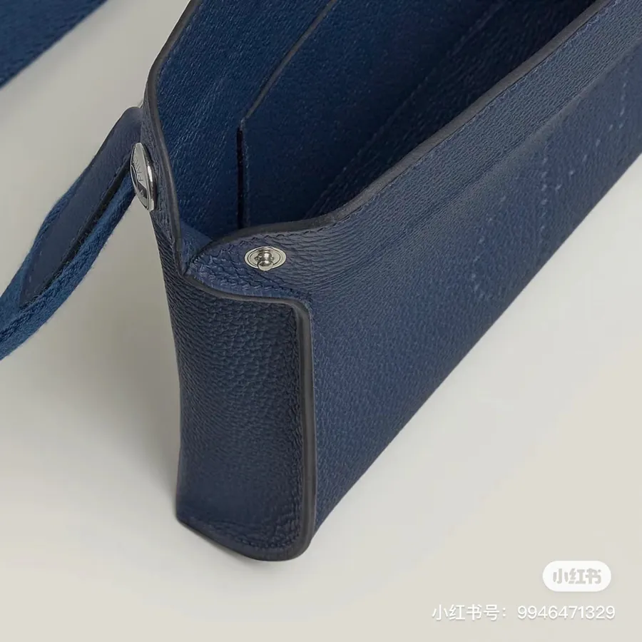 Boutique Hermes Unisex Bag with Full Metal Hardware in Navy Blue