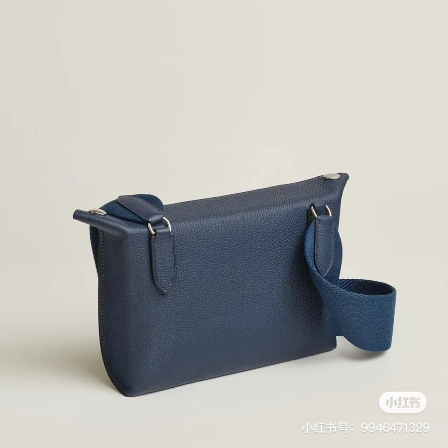 Boutique Hermes Unisex Bag with Full Metal Hardware in Navy Blue
