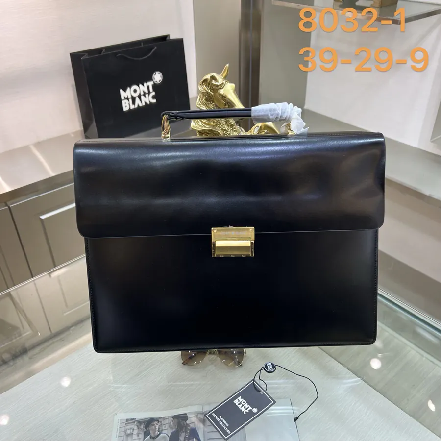 Montblanc Men's Briefcase Premium Leather, Elegant Design