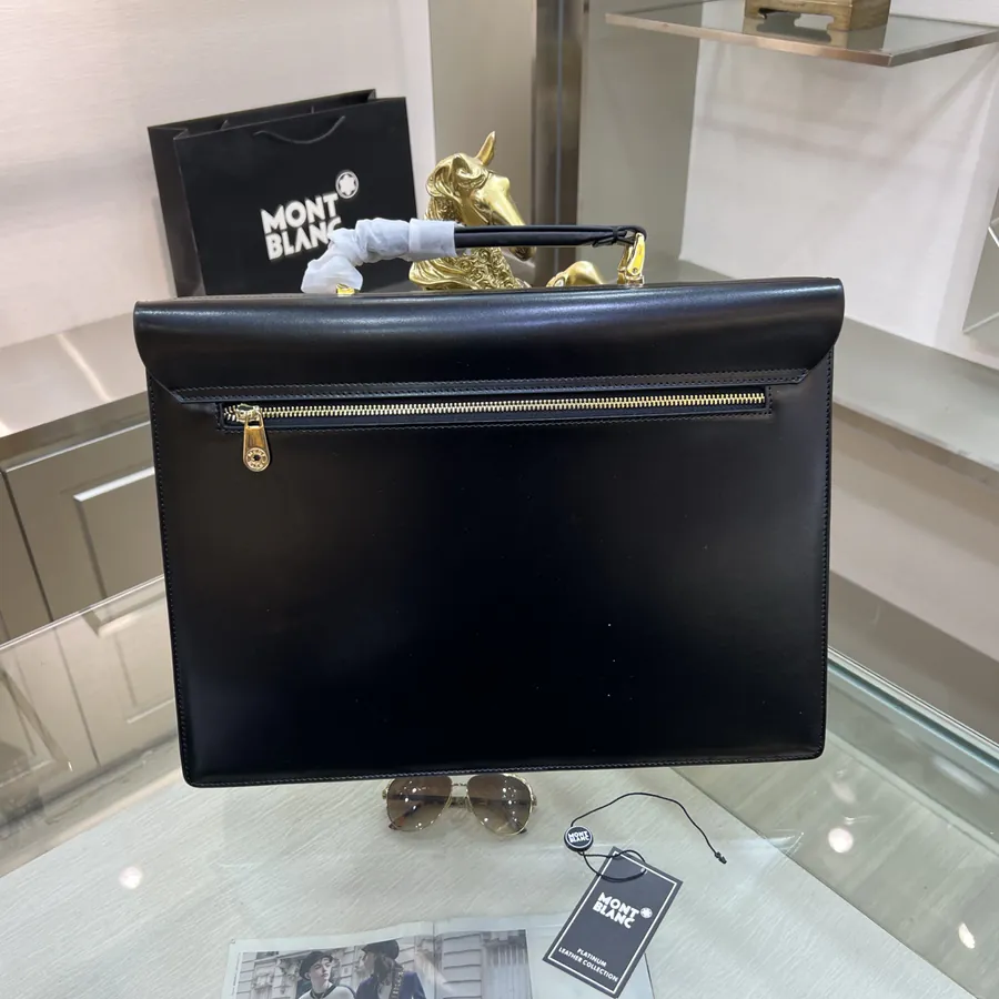 Montblanc Men's Briefcase Premium Leather, Elegant Design