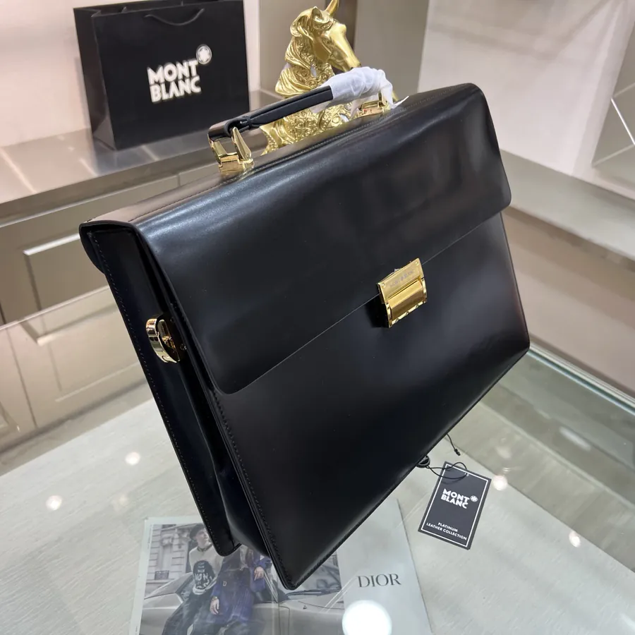 Montblanc Men's Briefcase Premium Leather, Elegant Design