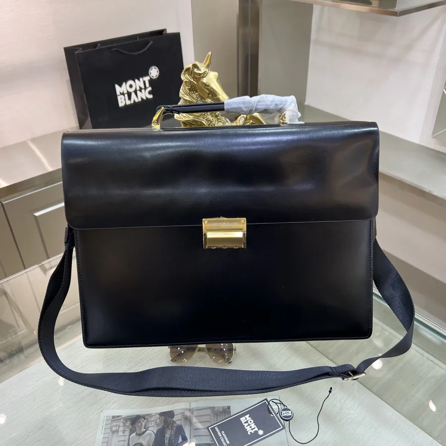 Montblanc Men's Briefcase Premium Leather, Elegant Design