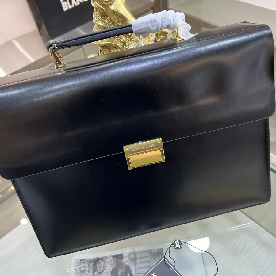 Montblanc Men's Briefcase Premium Leather, Elegant Design