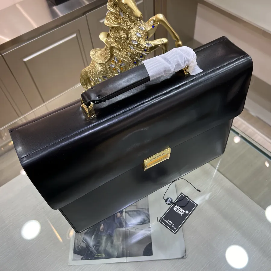 Montblanc Men's Briefcase Premium Leather, Elegant Design