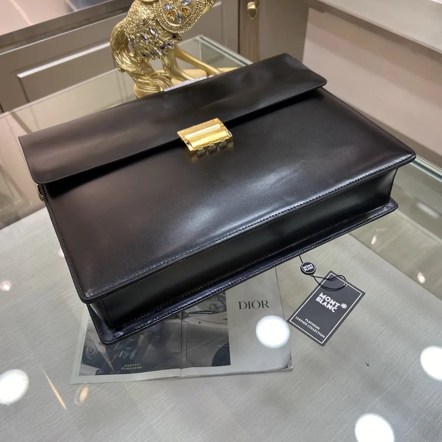 Montblanc Men's Briefcase Premium Leather, Elegant Design