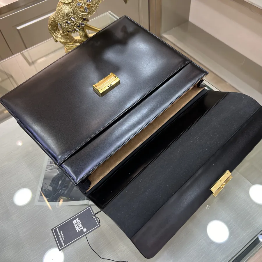Montblanc Men's Briefcase Premium Leather, Elegant Design