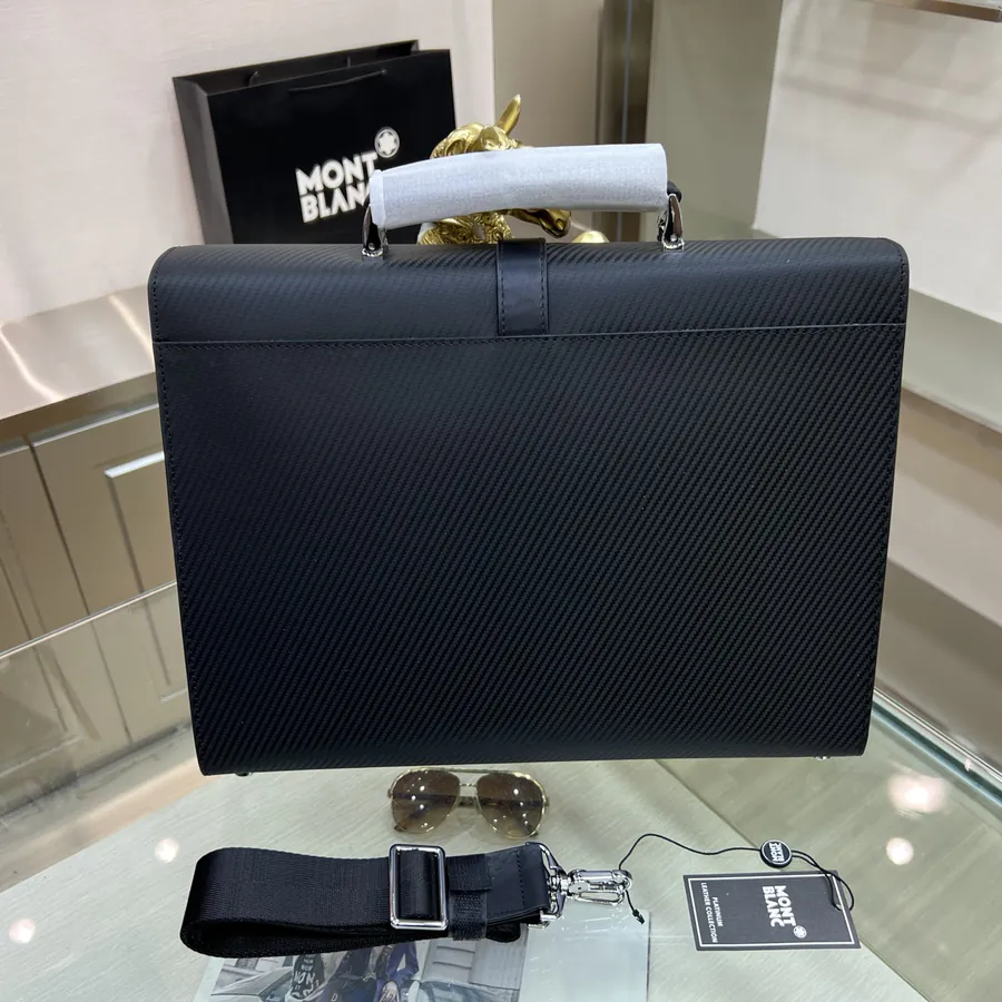 Montblanc Men's Briefcase Premium Leather, Top tier Hardware