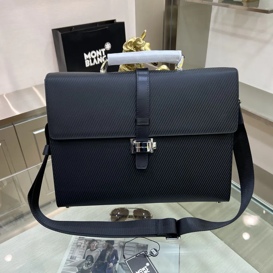 Montblanc Men's Briefcase Premium Leather, Top tier Hardware