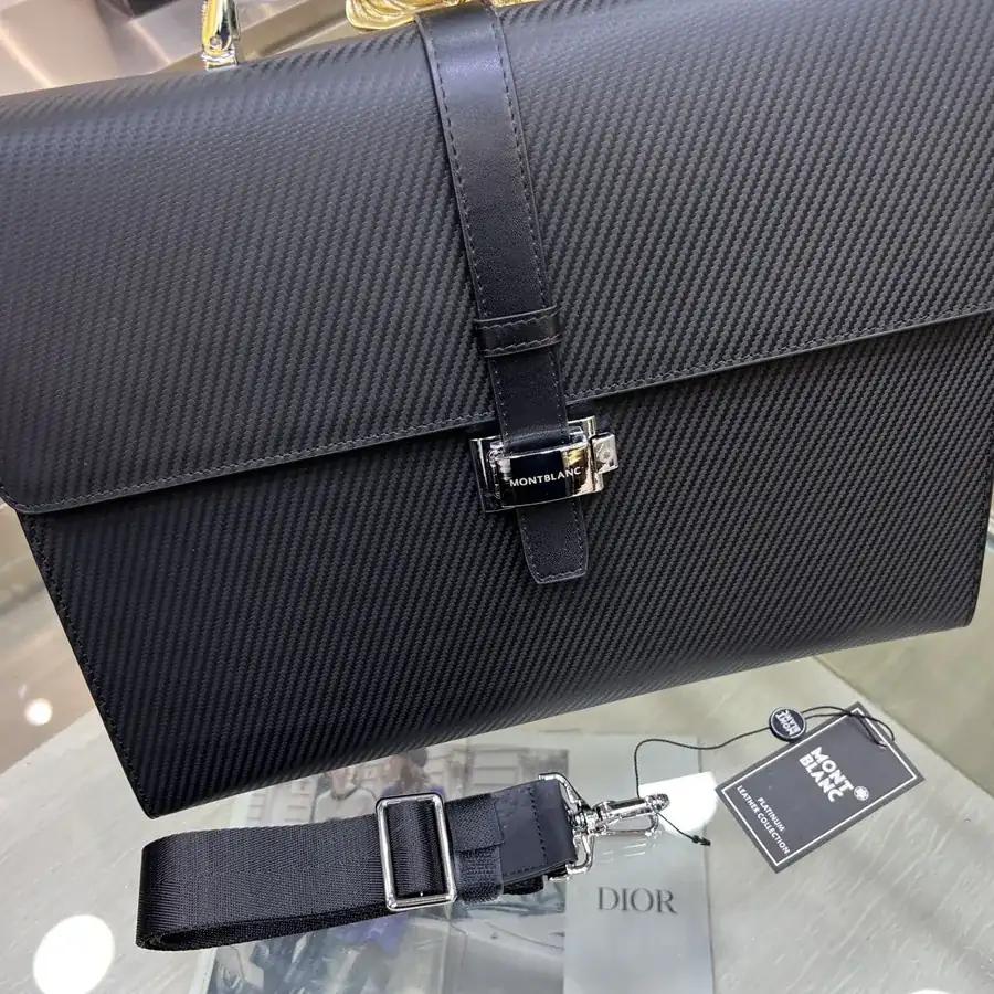 Montblanc Men's Briefcase Premium Leather, Top tier Hardware