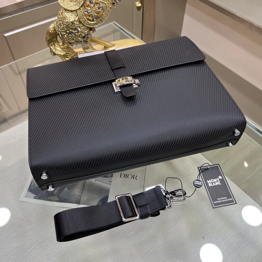 Montblanc Men's Briefcase Premium Leather, Top tier Hardware