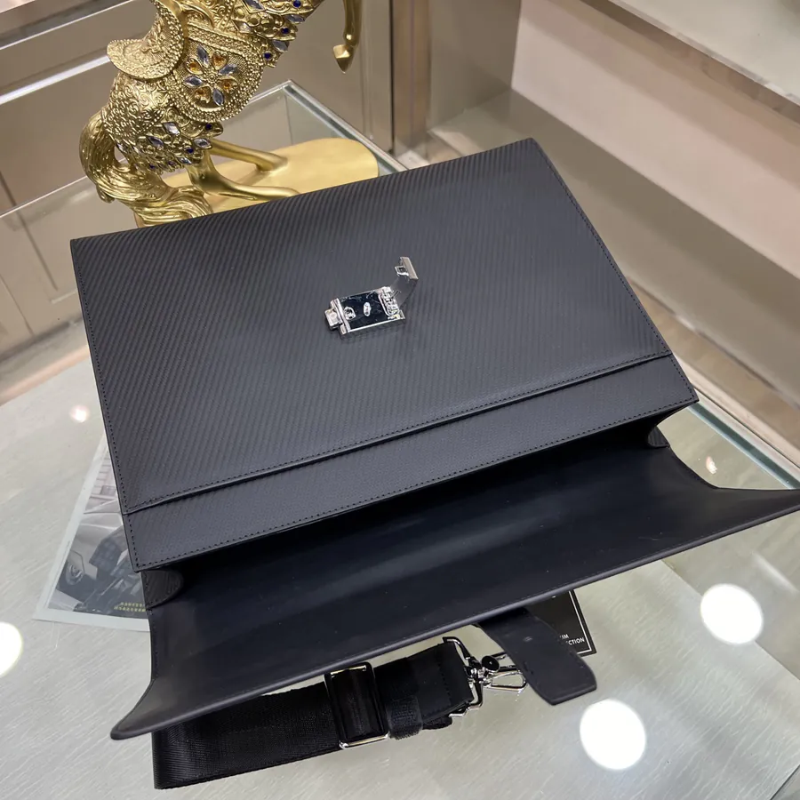 Montblanc Men's Briefcase Premium Leather, Top tier Hardware