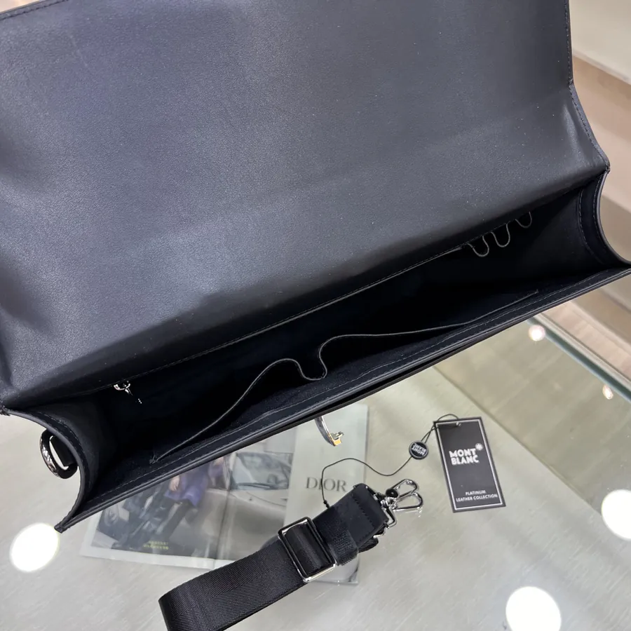 Montblanc Men's Briefcase Premium Leather, Top tier Hardware