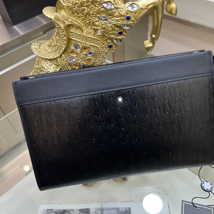 MONTBLANC Handbag Premium Full Grain Leather, Simple Logo, Elegant Casual Style