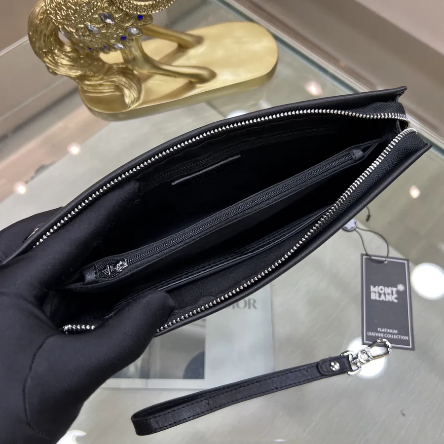 MONTBLANC Handbag Premium Full Grain Leather, Simple Logo, Elegant Casual Style