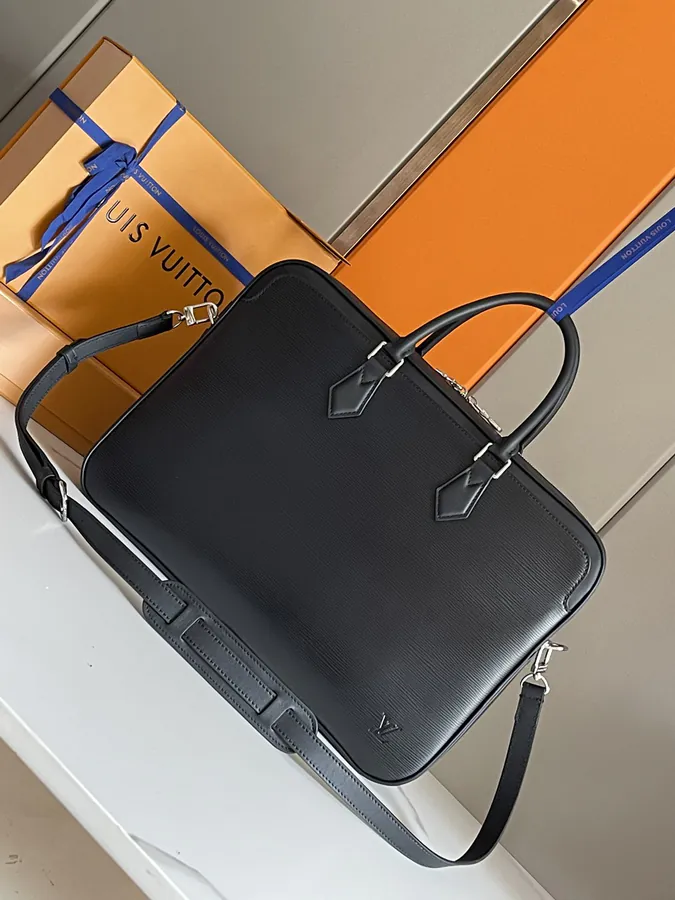 Dandy Briefcase in Black Grained Calfskin