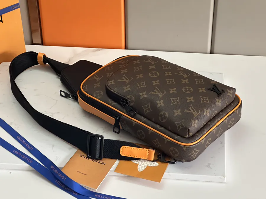 Avenue Shoulder Bag with Monogram Macassar Canvas and Leather Trim