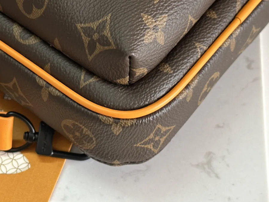 Avenue Shoulder Bag with Monogram Macassar Canvas and Leather Trim