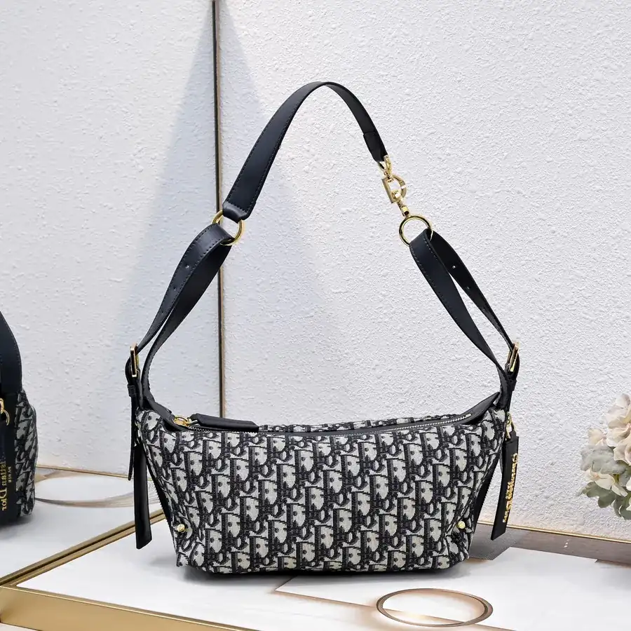 Mini D Journey Handbag with Blue Oblique Print
