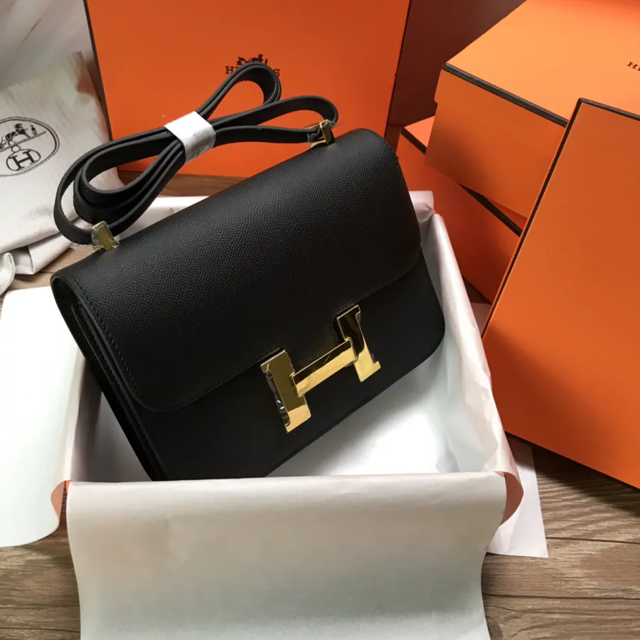 Constance Bucket Bag with Gold and Silver Buckles, 23cm