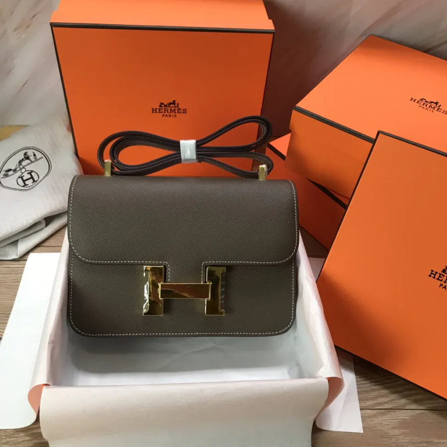 Constance Bucket Bag with Gold and Silver Buckles, 23cm