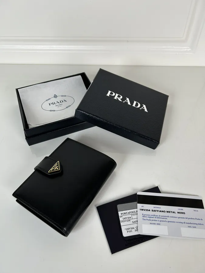 P Maison Latest Tri Logo Wallet, Saffiano Leather