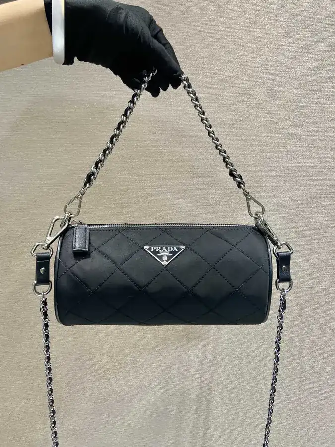 Embroidered Hobo Bag with Re Nylon