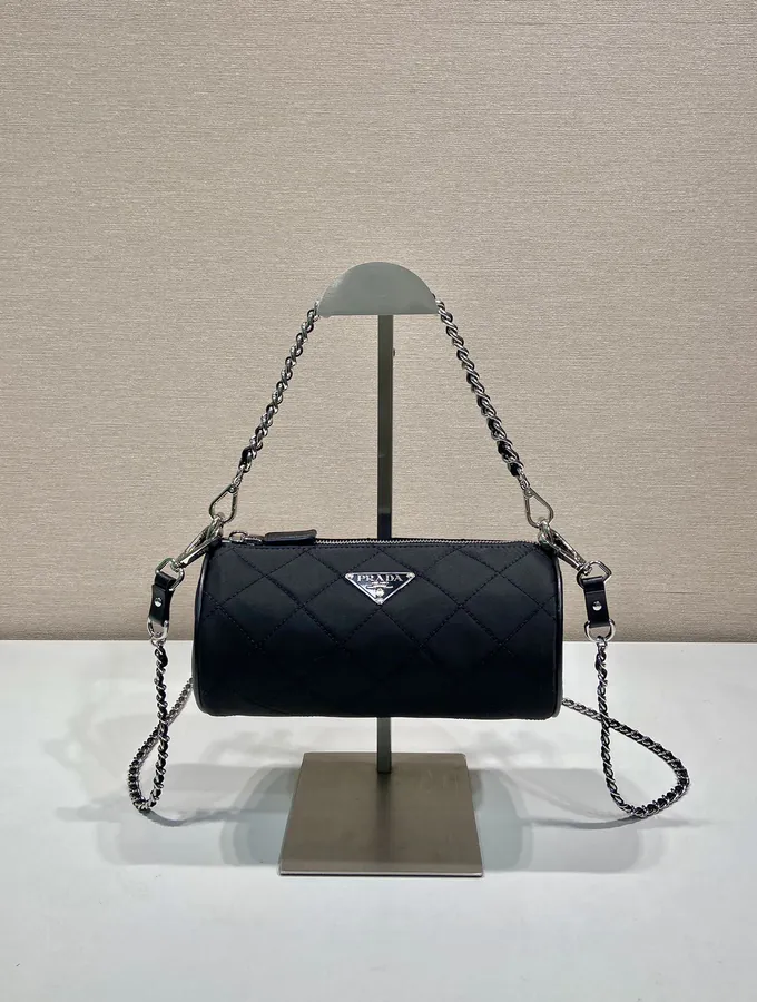 Embroidered Hobo Bag with Re Nylon