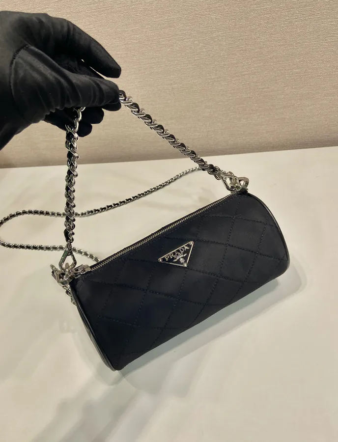 Embroidered Hobo Bag with Re Nylon