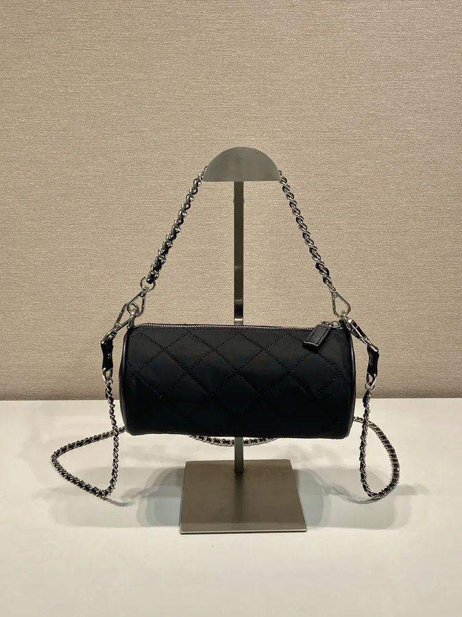 Embroidered Hobo Bag with Re Nylon