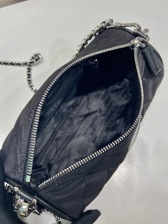 Embroidered Hobo Bag with Re Nylon