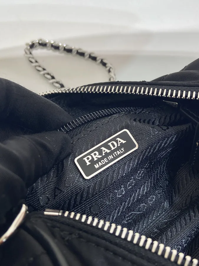 Embroidered Hobo Bag with Re Nylon