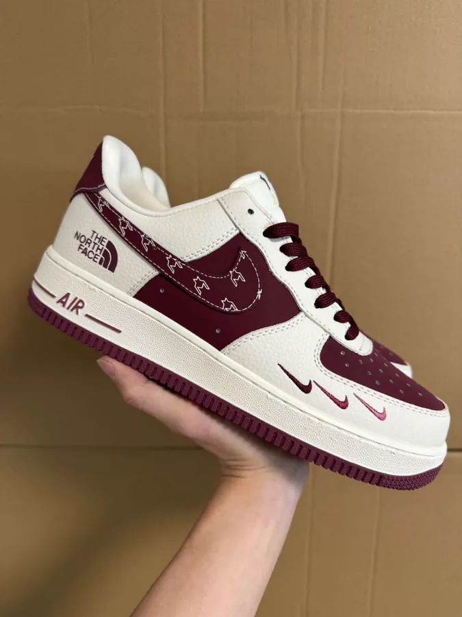 Customized AF1 Custom Color Engraving Series Wine Red Low Top Sneakers